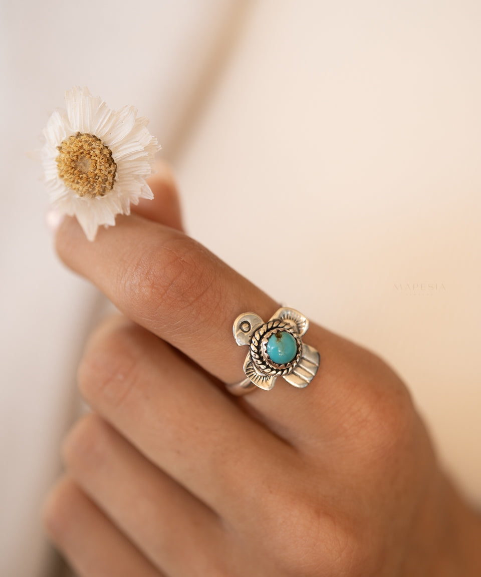 Bird Ring ~ Turquoise Ring ~ Sterling Silver 925 ~ MR296 - Maresia Jewelry