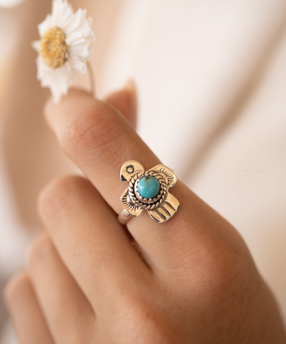 Bird Ring ~ Turquoise Ring ~ Sterling Silver 925 ~ MR296 - Maresia Jewelry