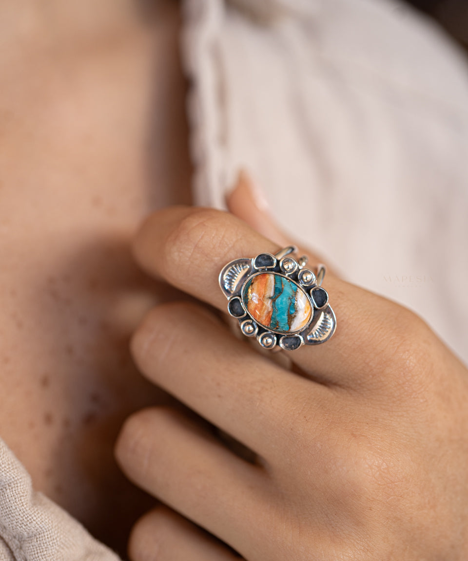 Spiny Oyster Ring~ Turquoise ~ Sterling Silver 925 ~ MR284 - Maresia Jewelry