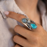 Emily Ring ~Turquoise & Aqua Chalcedony ~ Sterling Silver 925 ~ MR292
