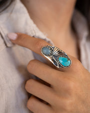 Emily Ring ~Turquoise & Aqua Chalcedony ~ Sterling Silver 925 ~ MR292 - Maresia Jewelry