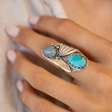 Emily Ring ~Turquoise & Aqua Chalcedony ~ Sterling Silver 925 ~ MR292