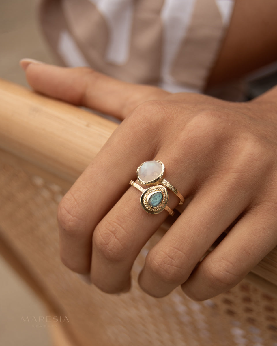 Moonstone & Labradorite Ring ~ 18k Gold Plated ~ MR365 - Maresia Jewelry