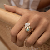 Moonstone & Labradorite Ring ~ 18k Gold Plated ~ MR365
