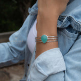 Laninha Bracelet ~ Aqua Chalcedony ~ Gold Plated 18k or Silver Plated ~ MB043