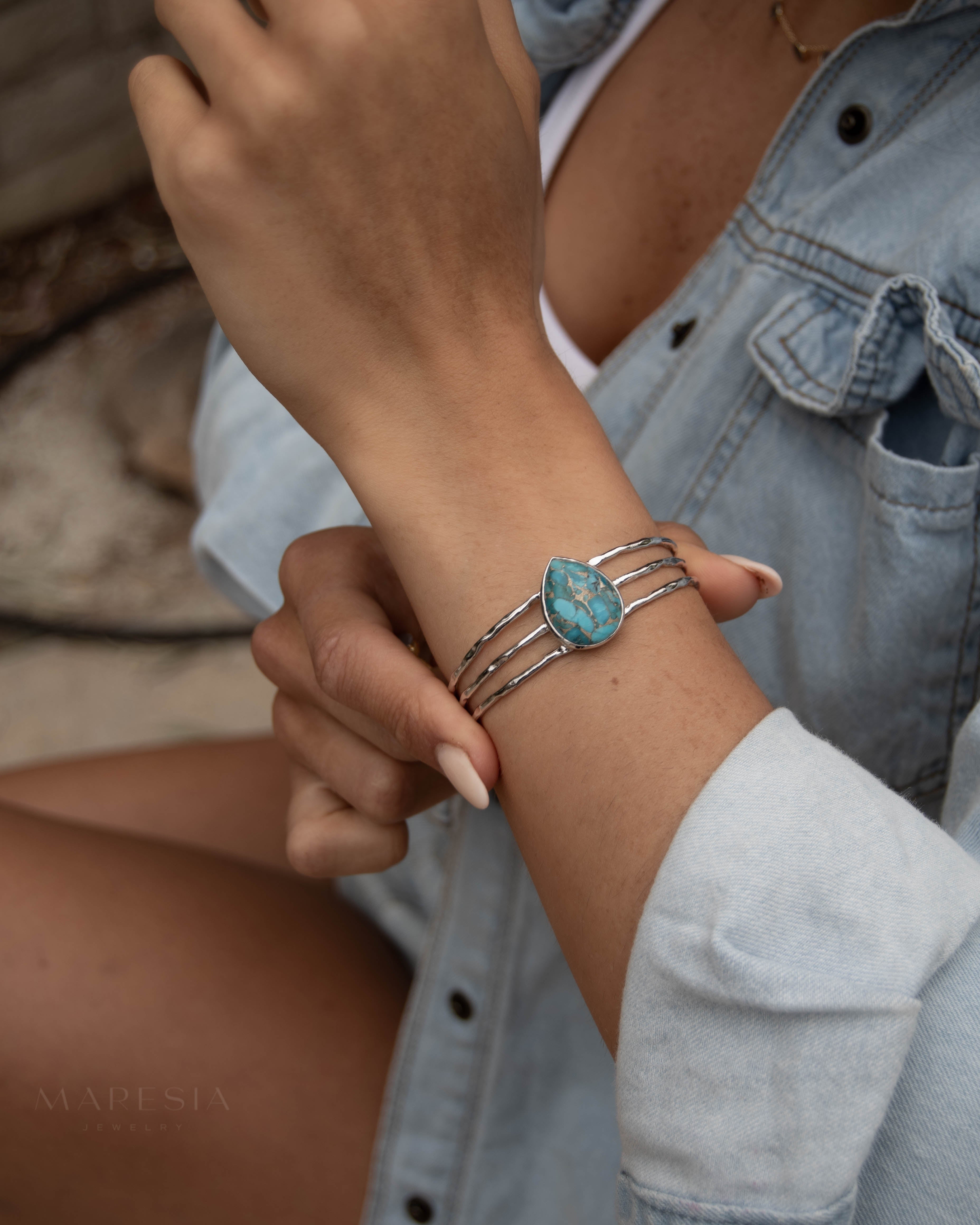 Laninha Bracelet ~ Copper Turquoise ~ Gold Plated 18k or Silver Rodhium  Plated ~ MB044 - Maresia Jewelry