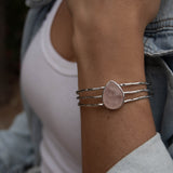 Laninha Bracelet ~ Rose quartz ~ Gold Plated 18k or Silver Rodhium Plated ~ MB045