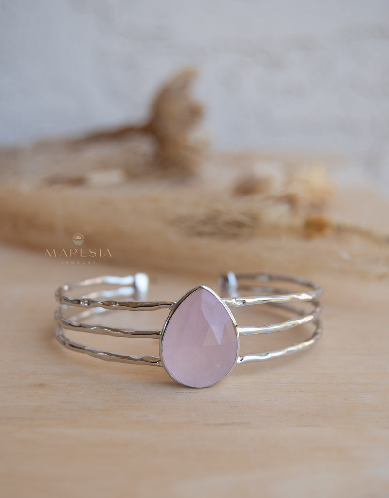 Laninha Bracelet ~ Rose quartz ~ Gold Plated 18k or Silver Plated ~ MB045B