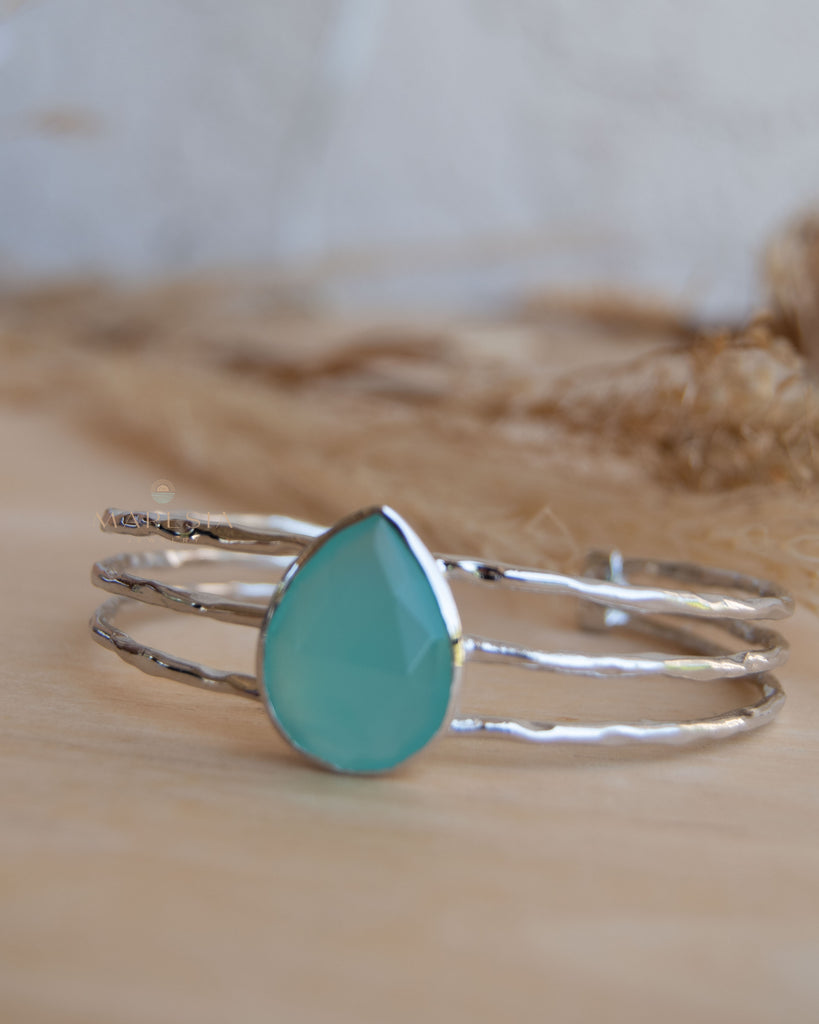 Laninha Bracelet ~ Aqua Chalcedony ~ Gold Plated 18k or Silver Plated ~ MB043B