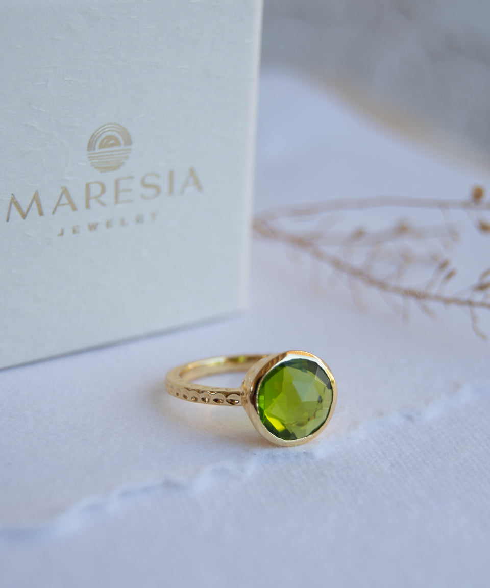 Gabi Peridot hydro Gold Ring ~ Gold Plated 18k ~ SMR133 - Maresia Jewelry