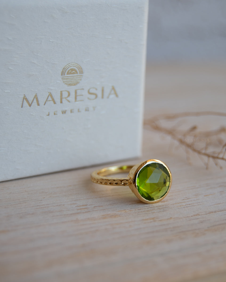 Gabi Peridot hydro Gold Ring ~ Gold Plated 18k ~ SMR133 - Maresia Jewelry