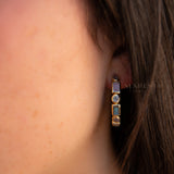 Manuella Earrings ~ Moonstone, Labradorite & Rose Quartz ~ 18k Gold Plated ~ ME042