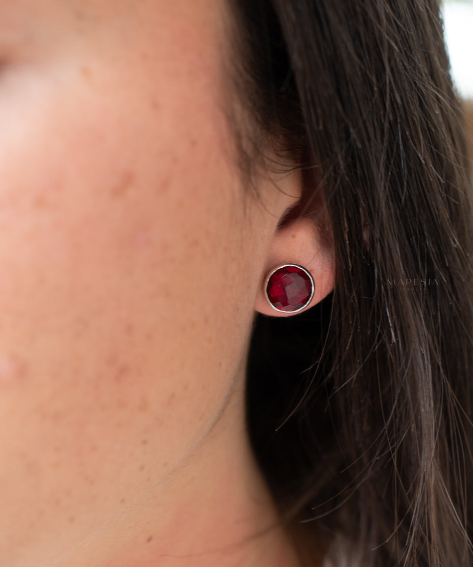 Jamy Earrings ~ Garnet hydro ~ 18k Gold Plated or Silver Plated~ ME181