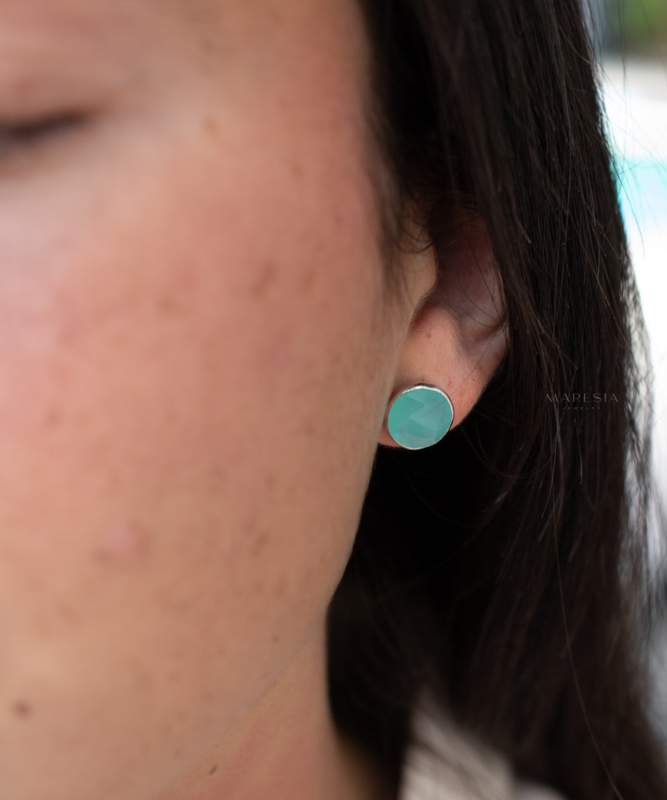 Jamy Earrings ~ Aqua Chalcedony Earrings ~ 18k Gold Plated or Silver Plated~ ME179