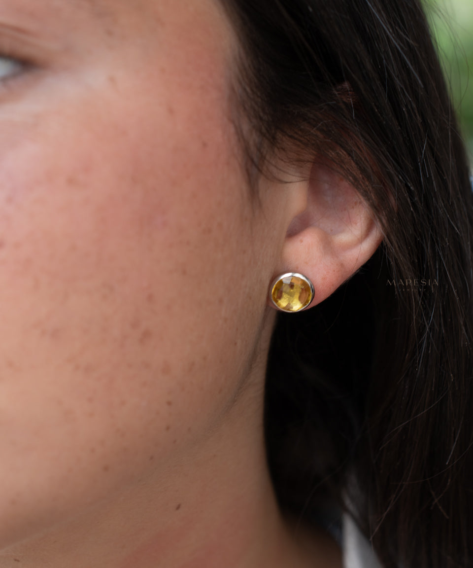 Jamy Earrings ~Yellow Topaz hydro~ 18k Gold Plated or Silver Plated ~ ME180