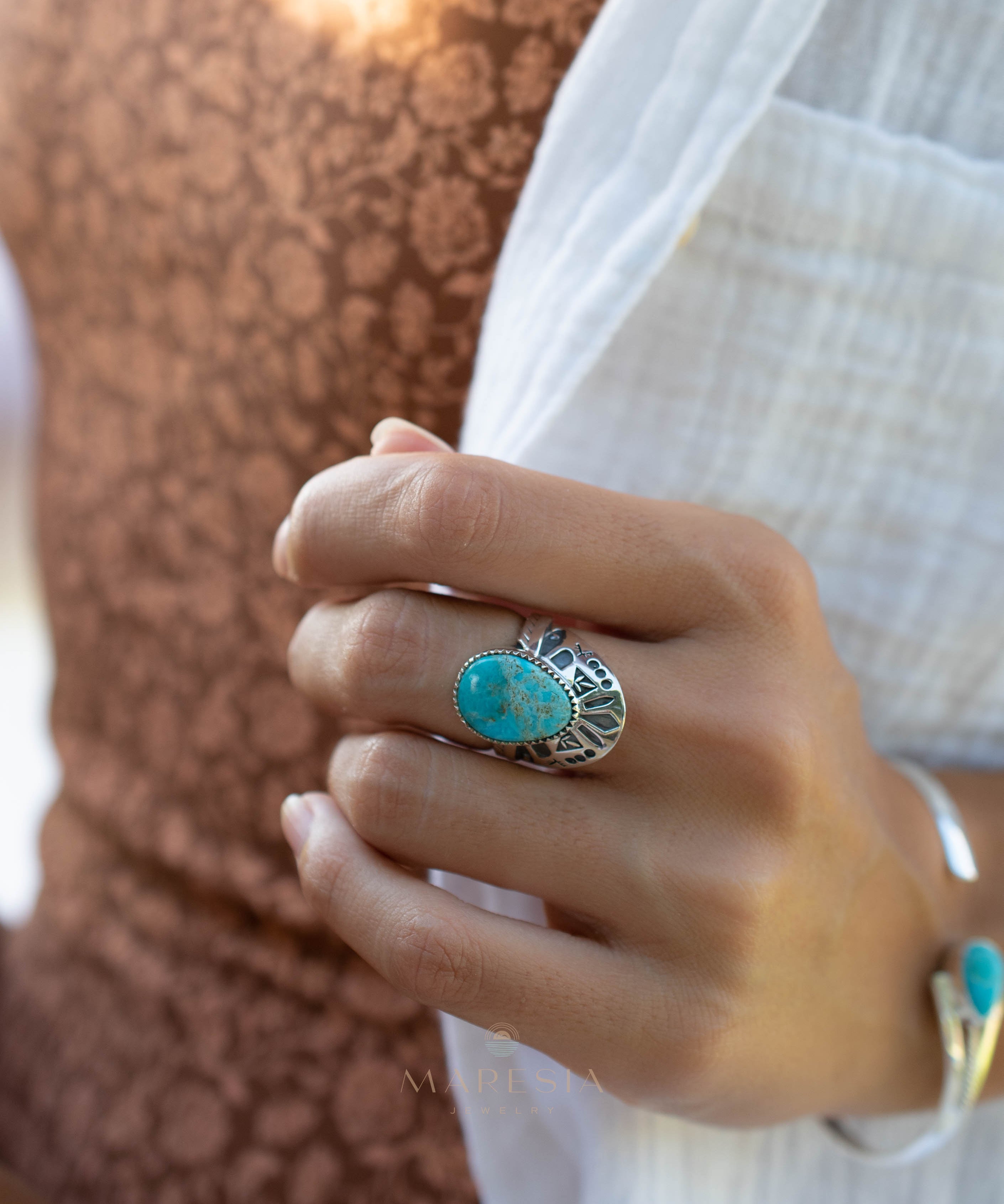 Jand Ring ~ Turquoise ~ Sterling Silver 925 ~ SMR172 - Maresia Jewelry