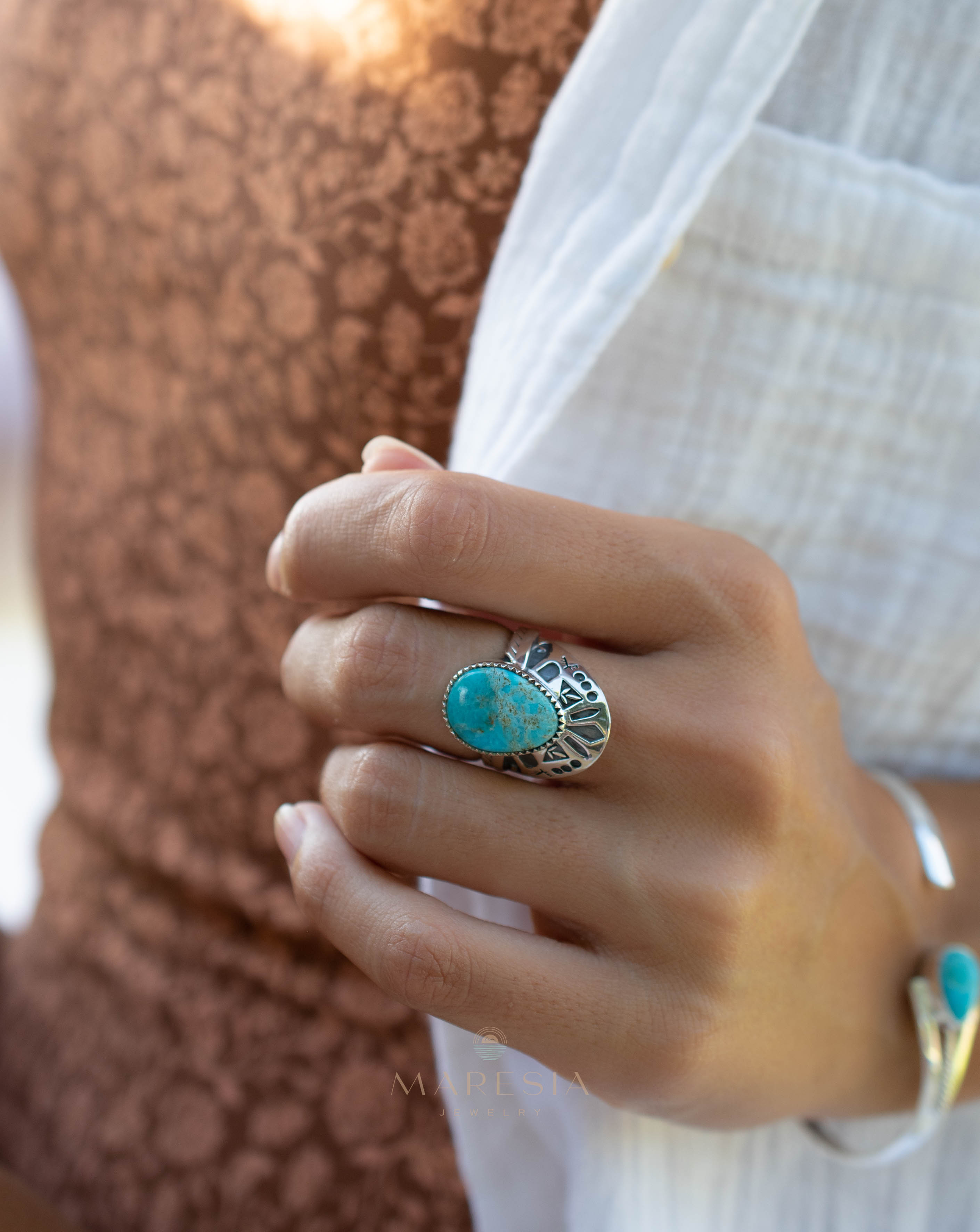 Jand Ring ~ Turquoise ~ Sterling Silver 925 ~ SMR172 - Maresia Jewelry