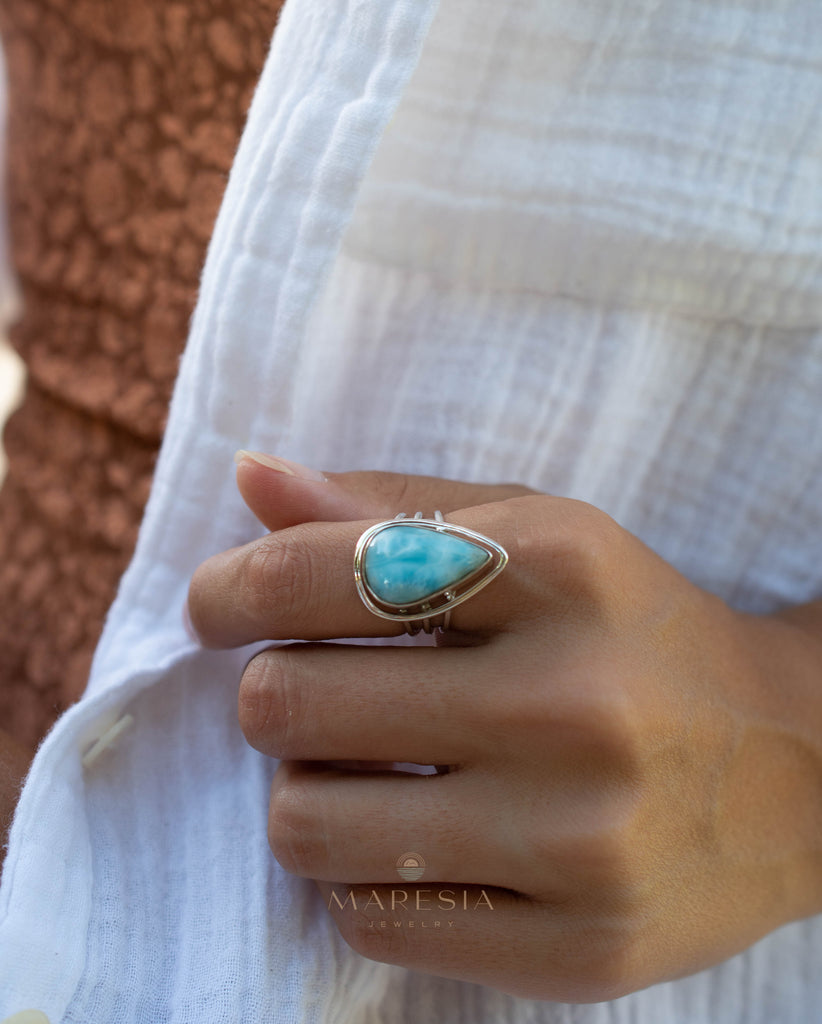 Larimar Ring ~ Sterling Silver 925 ~ MR265