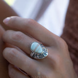 Jand Ring ~ Blue Aragonite ~ Sterling Silver 925 ~ SMR173