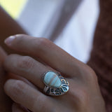 Jand Ring ~ Blue Aragonite ~ Sterling Silver 925 ~ SMR173