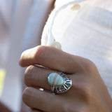 Jand Ring ~ Blue Aragonite ~ Sterling Silver 925 ~ SMR173