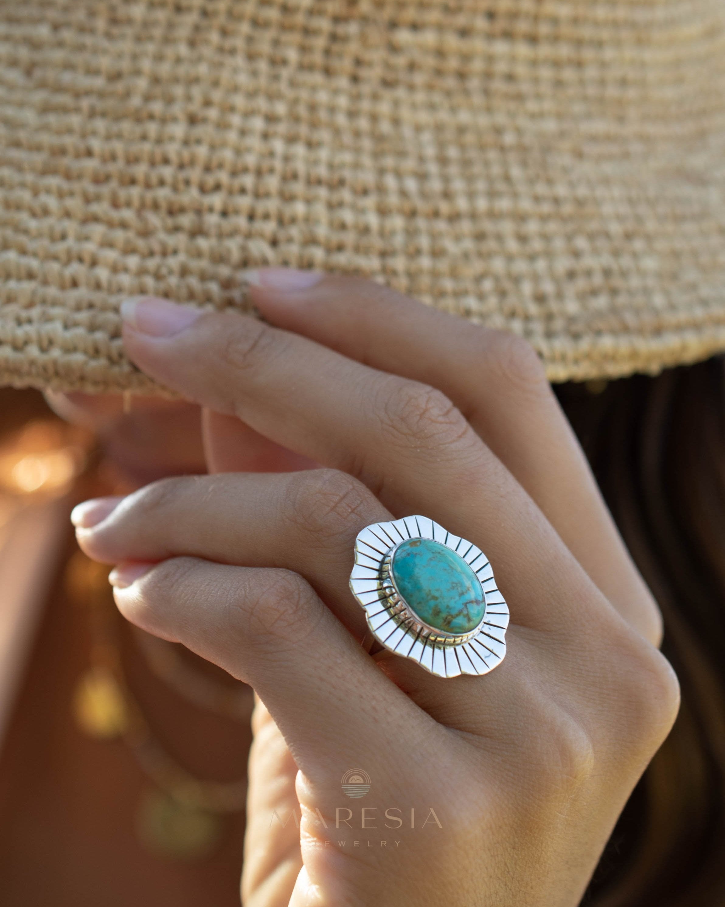 Gaby Ring ~ Turquoise ~ Sterling Silver 925 ~ MR281 - Maresia Jewelry