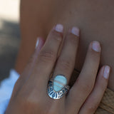 Jand Ring ~ Blue Aragonite ~ Sterling Silver 925 ~ SMR173