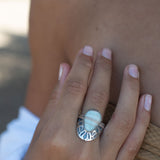 Jand Ring ~ Blue Aragonite ~ Sterling Silver 925 ~ SMR173