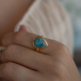 Copper Turquoise Ring ~ 18k Gold Plated ~ MR356