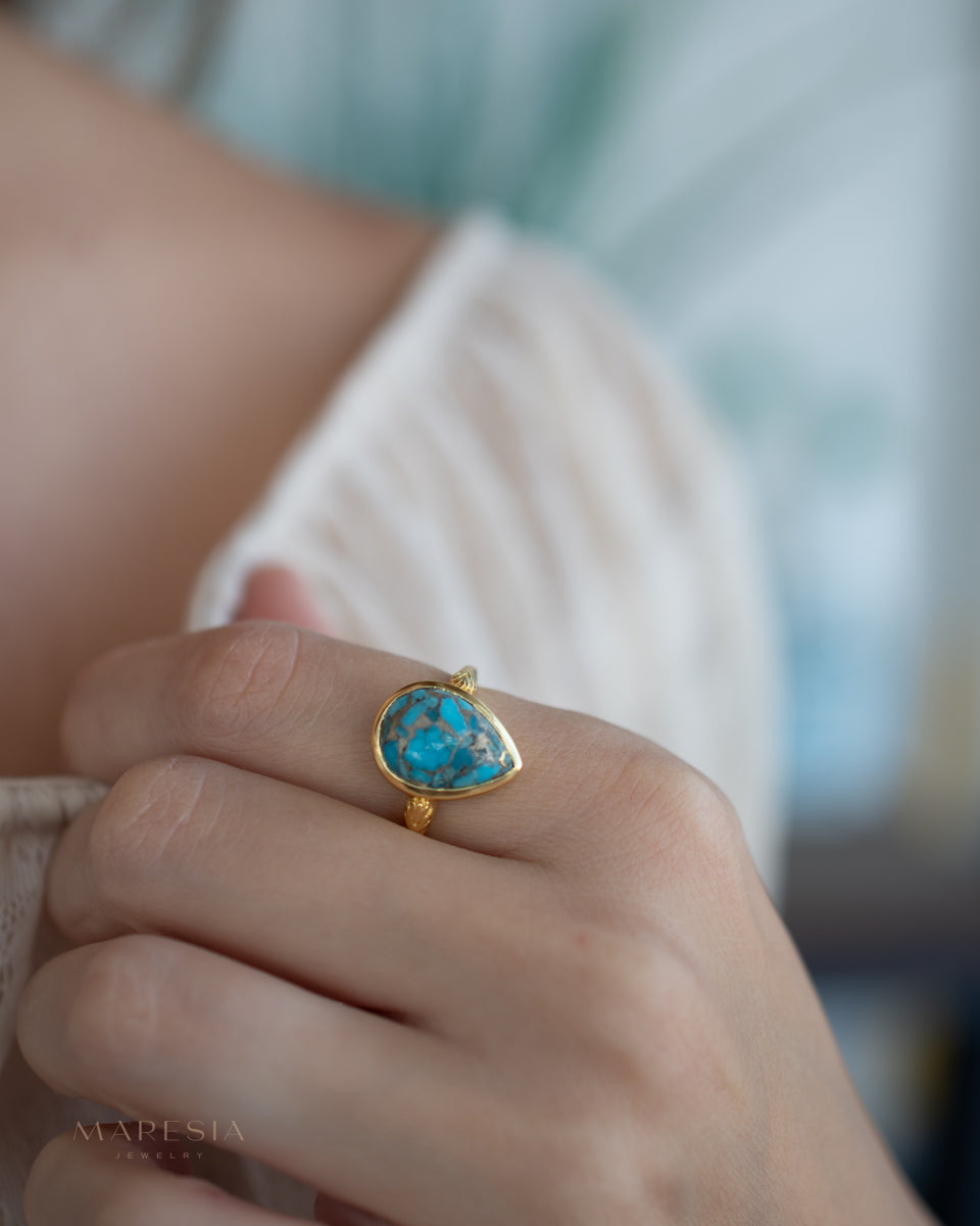 Copper Turquoise Ring ~ 18k Gold Plated ~ MR356 - Maresia Jewelry