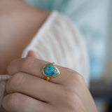 Copper Turquoise Ring ~ 18k Gold Plated ~ MR356