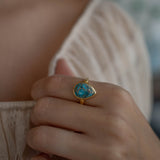 Copper Turquoise Ring ~ 18k Gold Plated ~ MR356