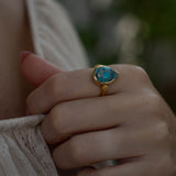 Copper Turquoise Ring ~ 18k Gold Plated ~ MR356