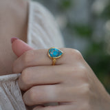 Copper Turquoise Ring ~ 18k Gold Plated ~ MR356