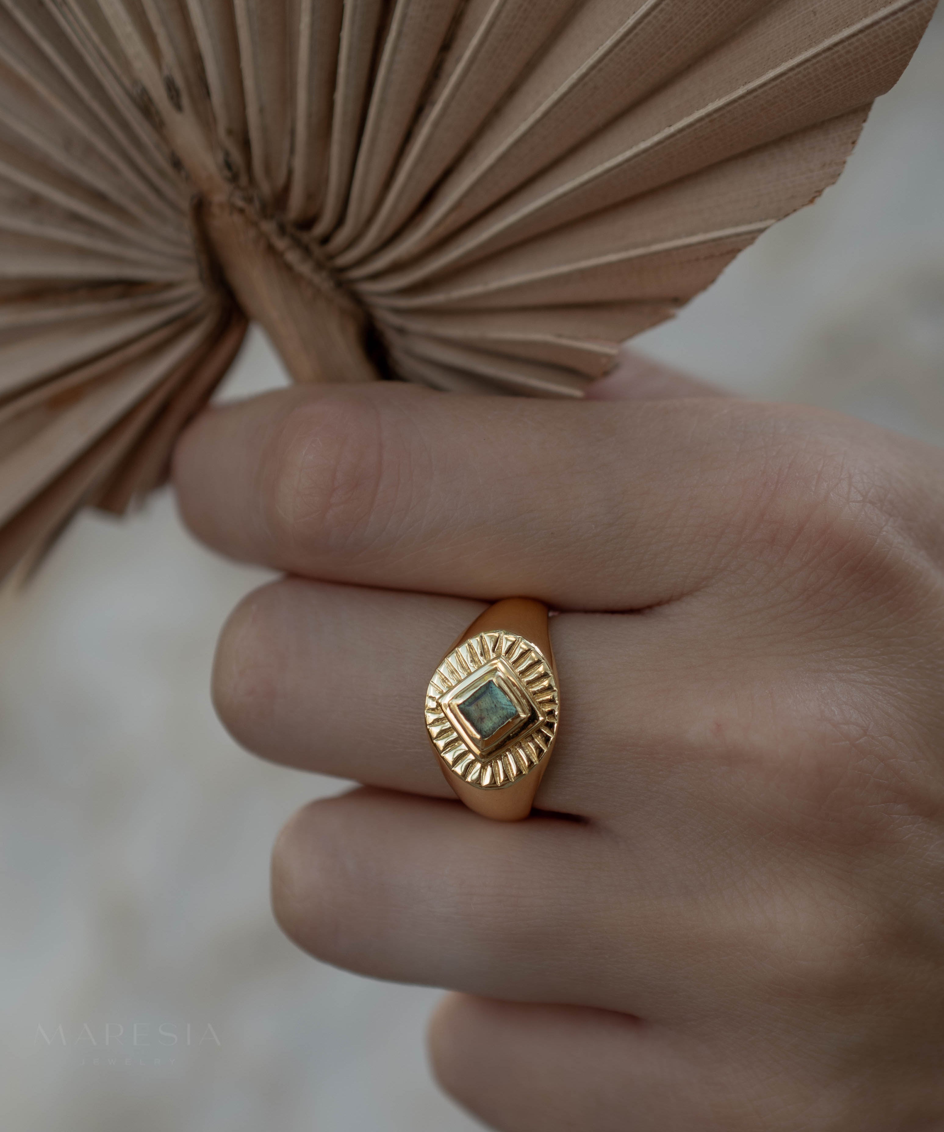 Liz Labradorite Ring ~ 18k Gold Plated ~ MR357