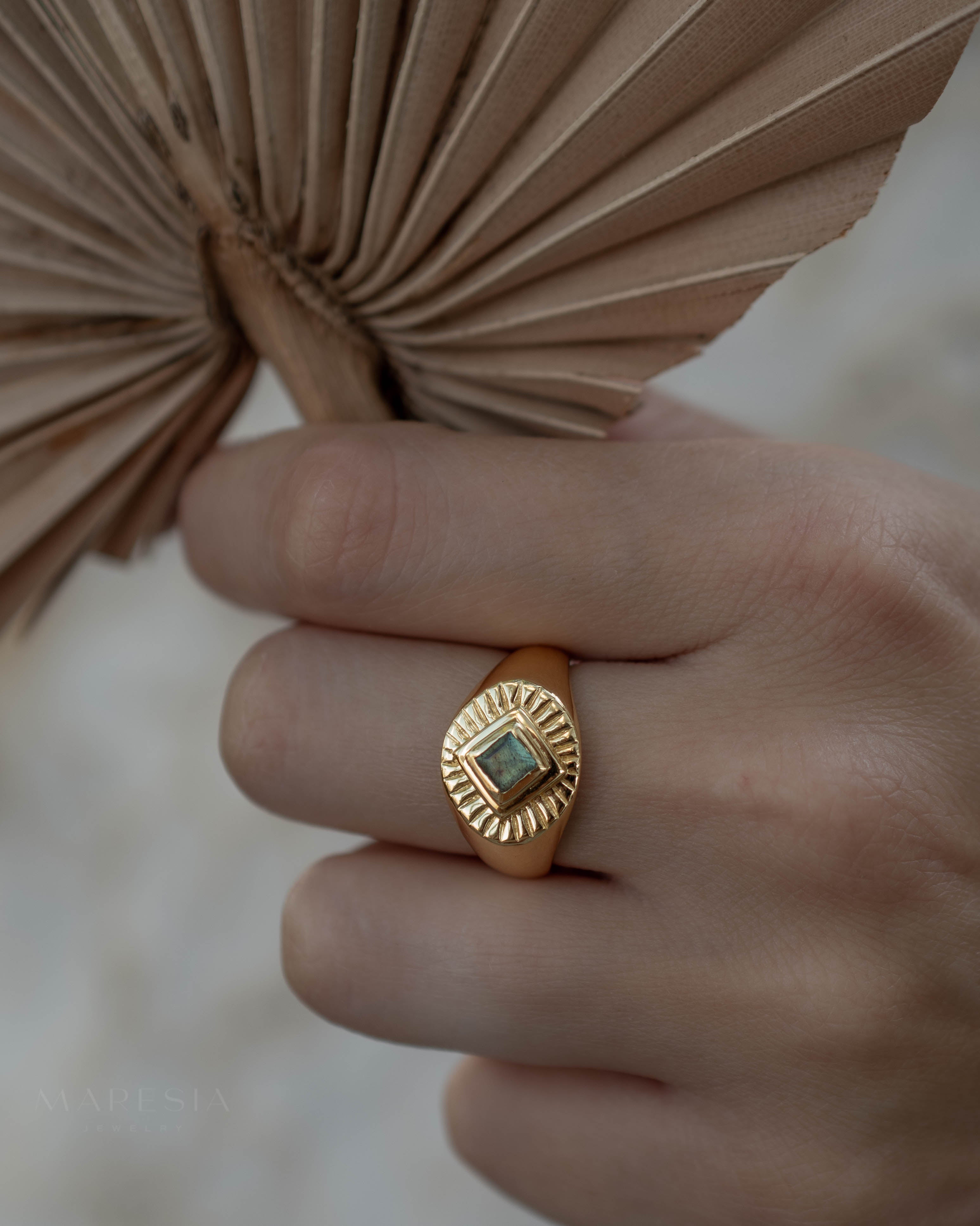 Liz Labradorite Ring ~ 18k Gold Plated ~ MR357
