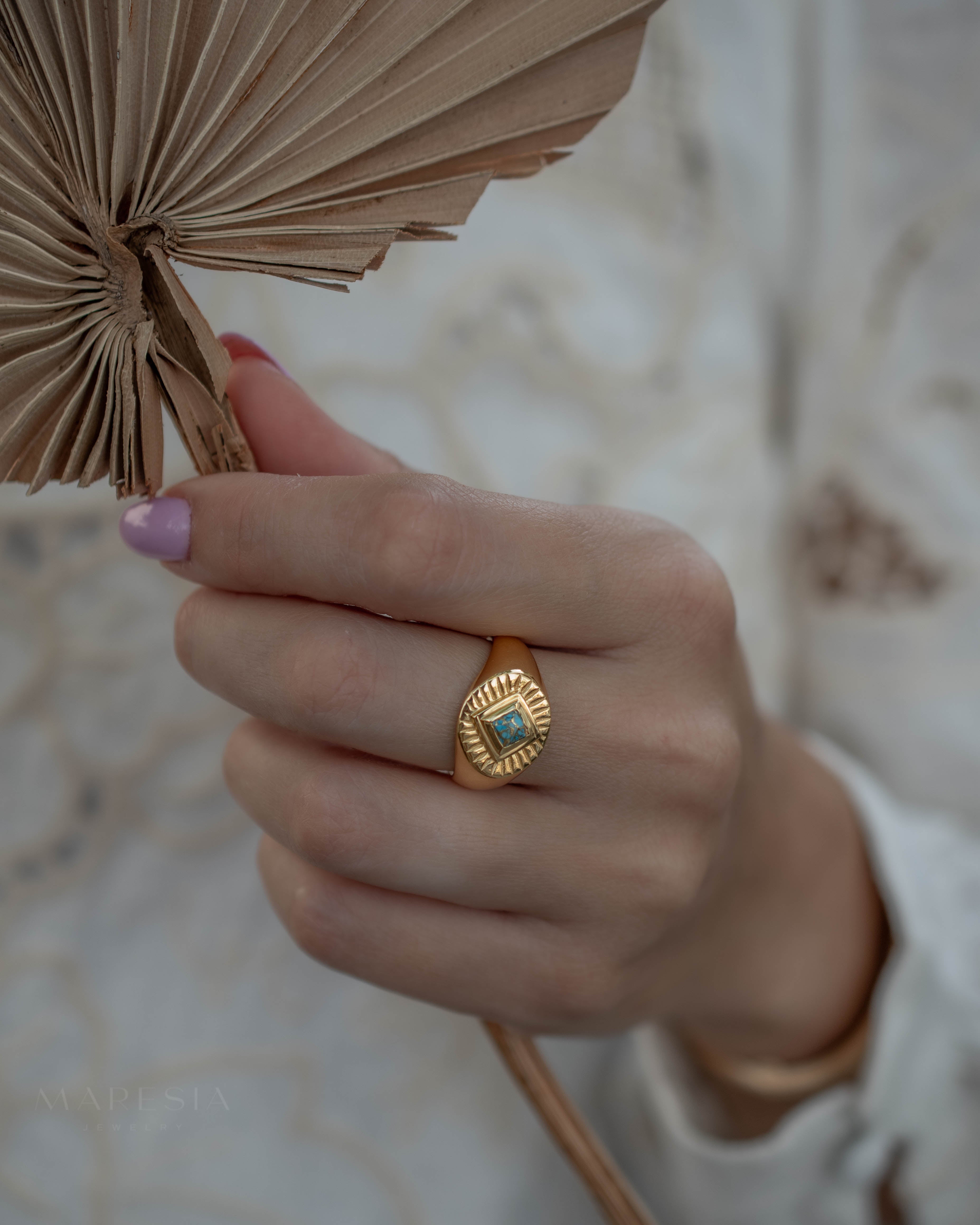Liz Turquoise  Ring ~ 18k Gold Plated ~ MR358 - Maresia Jewelry