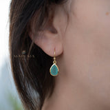 Aqua Chalcedony Tear Drop Earrings ~ 18k Gold Plated ~ ME191