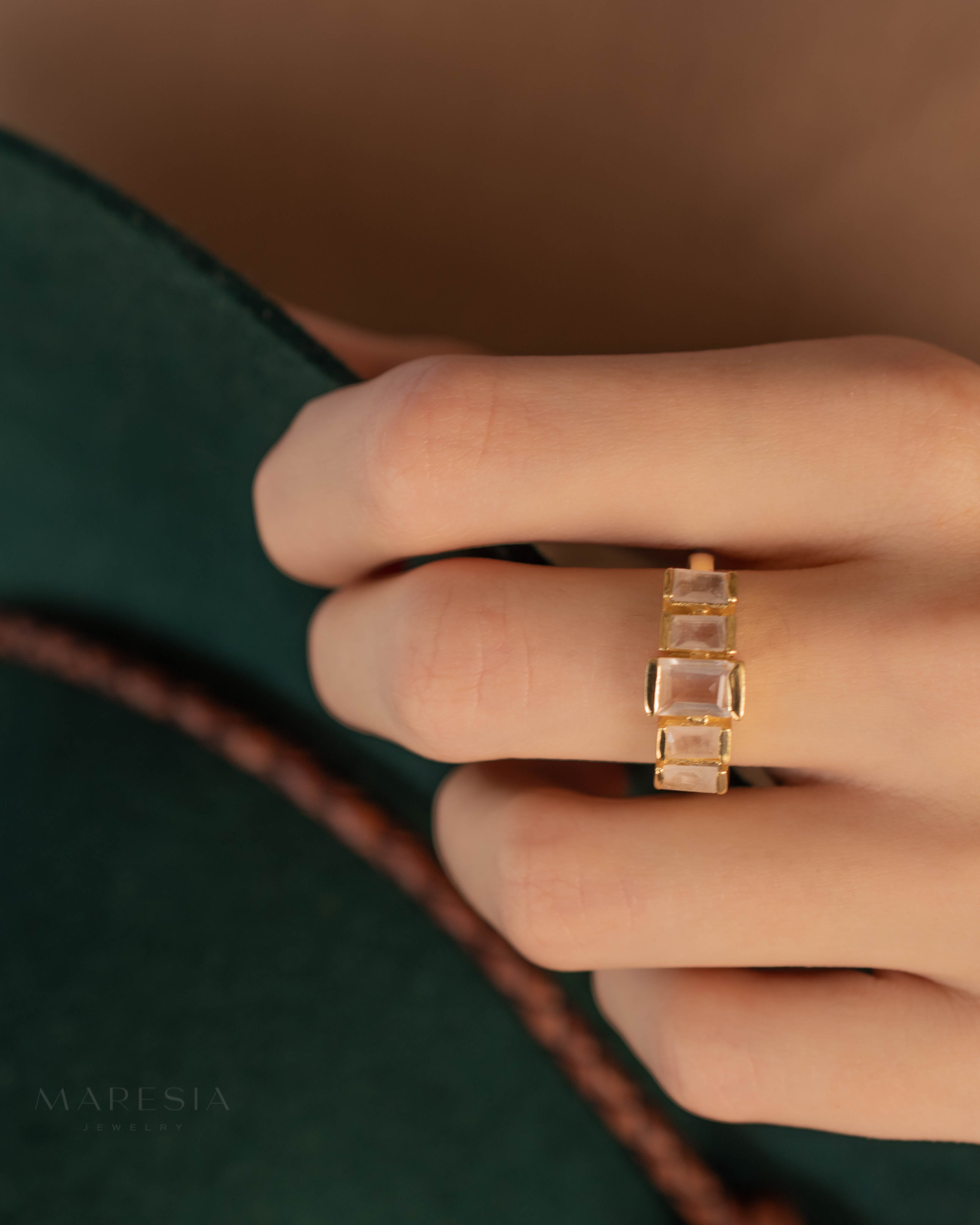 Zaya Rose Quartz Ring ~ 18k Gold Plated ~ MR337 - Maresia Jewelry