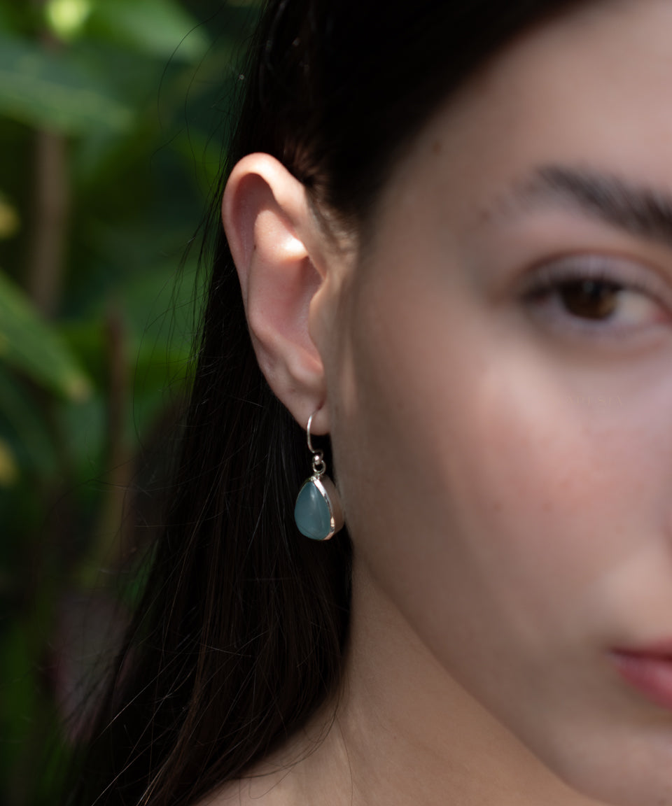 Aqua Chalcedony Earrings ~ Sterling Silver 925 ~ ME007 - Maresia Jewelry