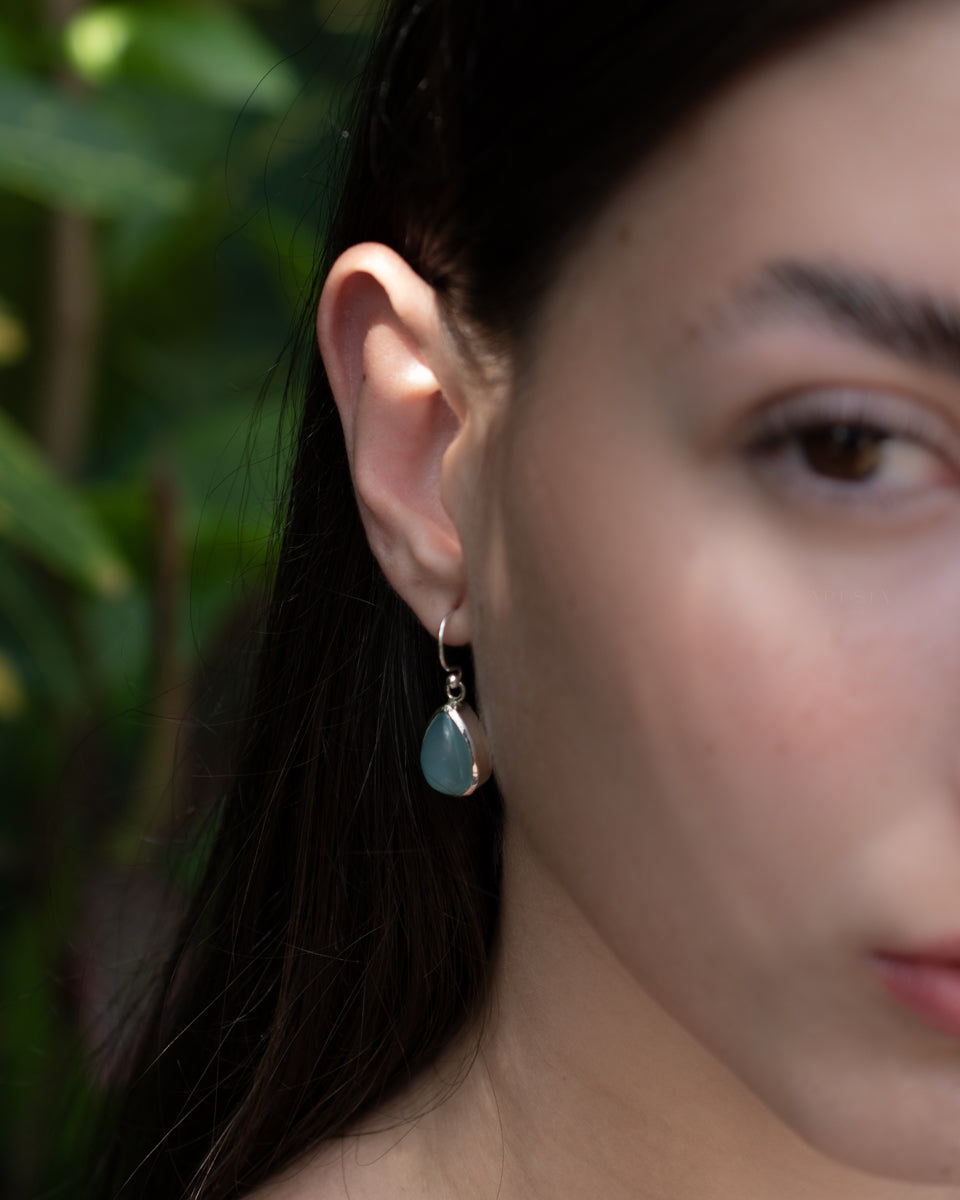 Aqua Chalcedony Earrings ~ Sterling Silver 925 ~ ME007 - Maresia Jewelry