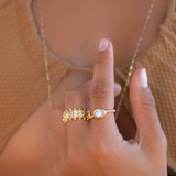 Tulum Ring ~ Moonstone ~ Gold Plated over Sterling Silver 925 ~ MR351