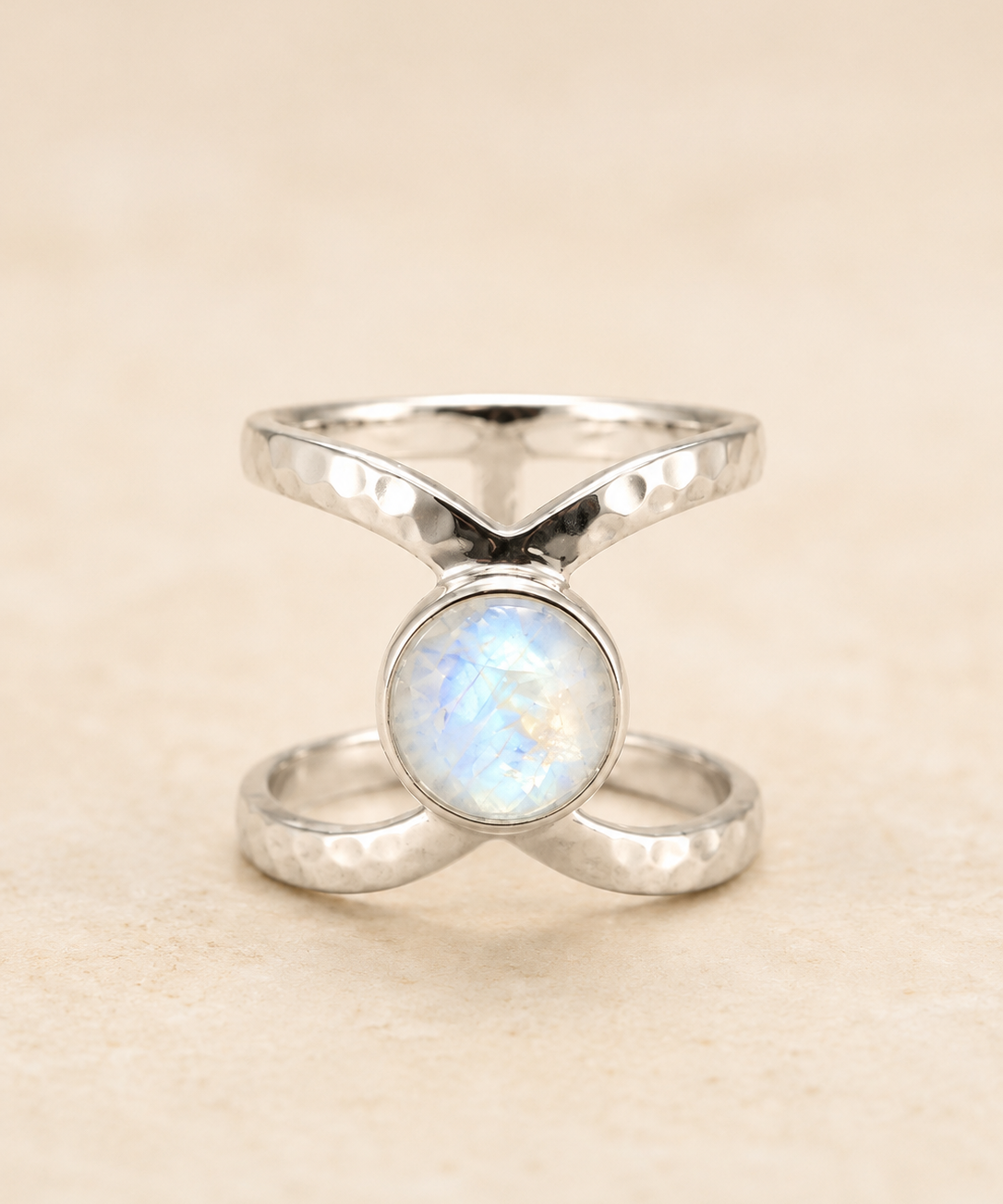 Honolulu Double Band Ring ~ Moonstone ~ Sterling Silver 925 ~ MR002 - Maresia Jewelry