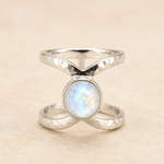 Honolulu Double Band Ring ~ Moonstone ~ Sterling Silver 925 ~ MR002 - Maresia Jewelry