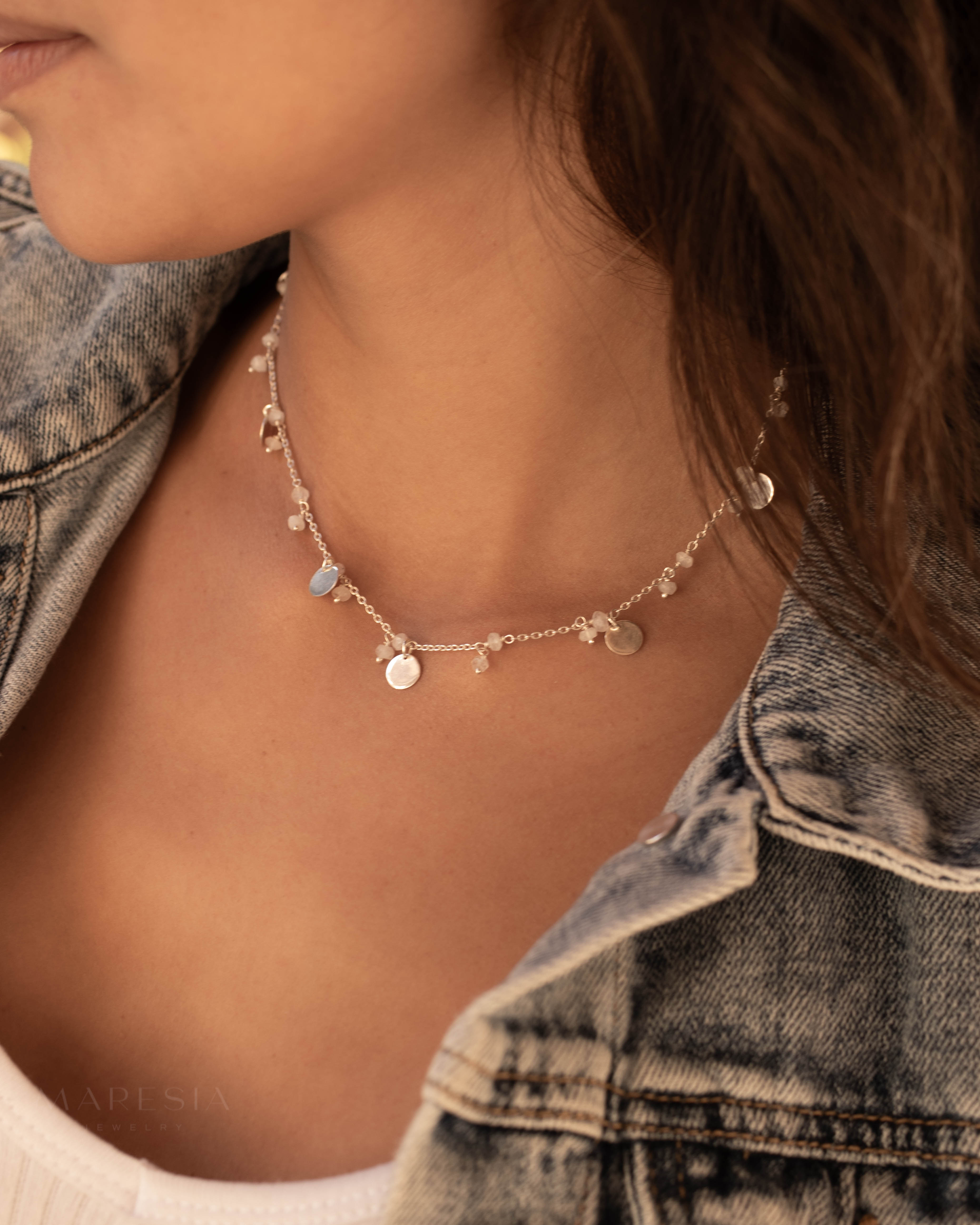 Moonstone Necklace ~ Sterling Silver 925~MN005B - Maresia Jewelry