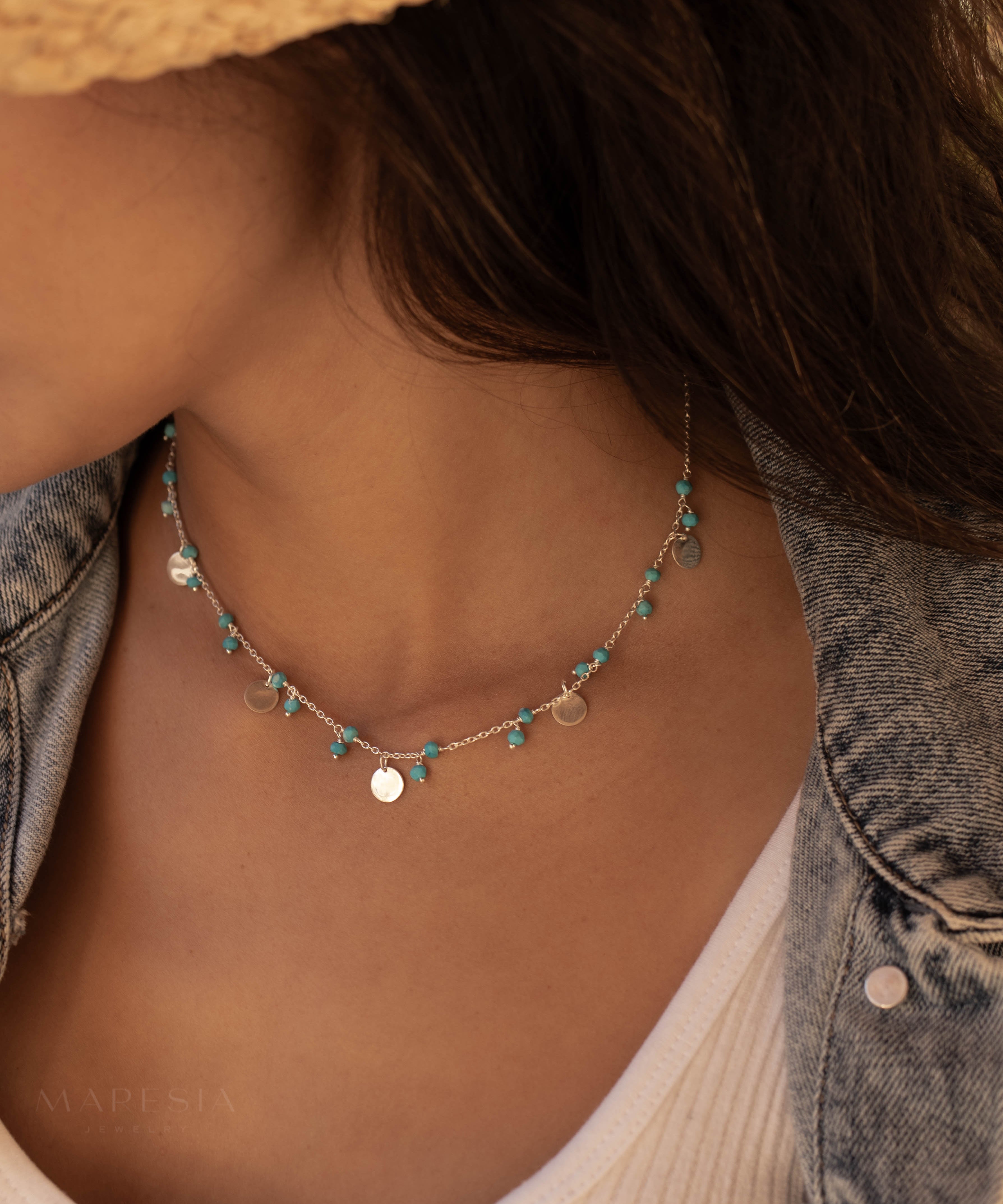 Turquoise Necklace ~ Sterling Silver 925 ~ MN005A - Maresia Jewelry