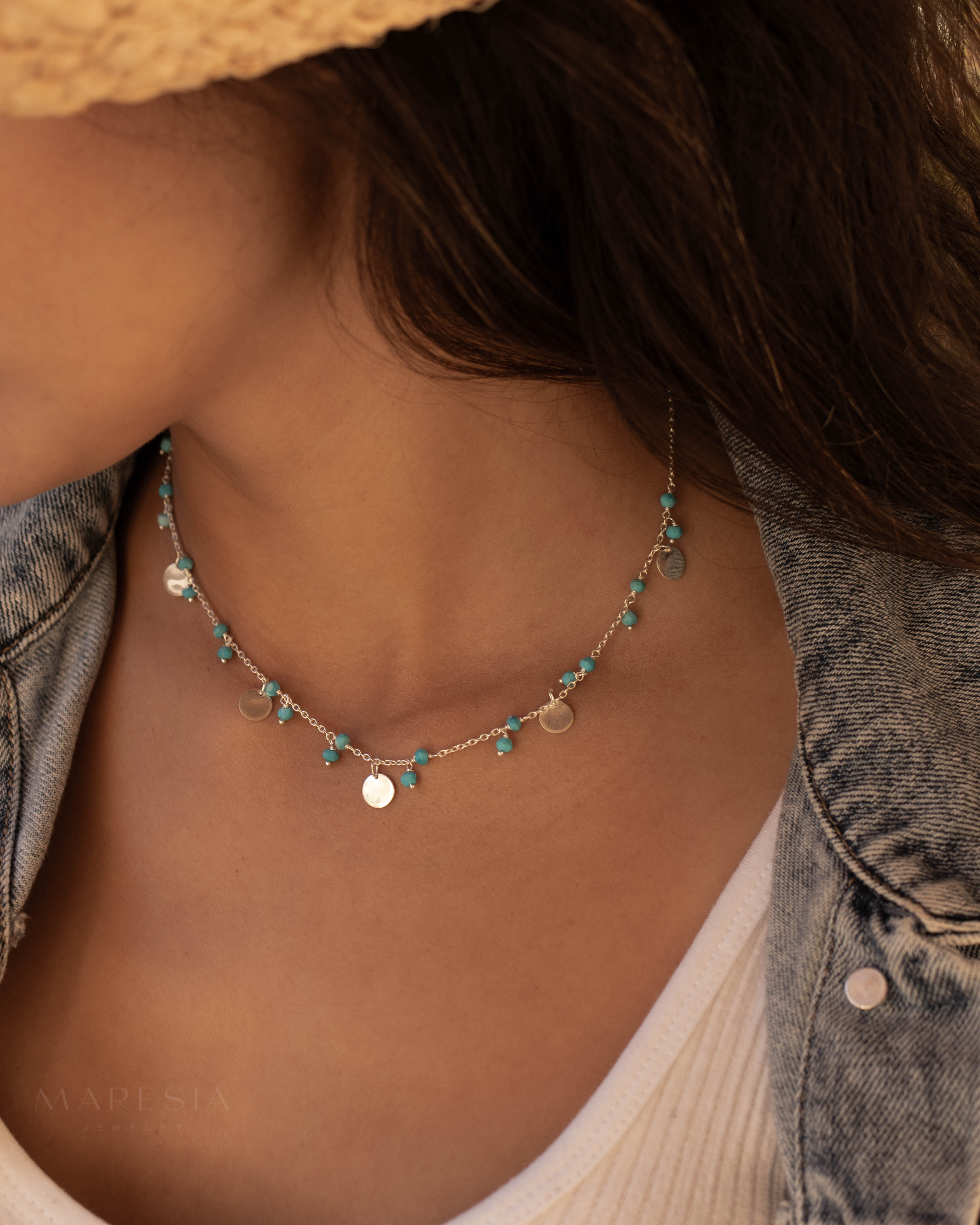 Turquoise Necklace ~ Sterling Silver 925 ~ MN005A - Maresia Jewelry