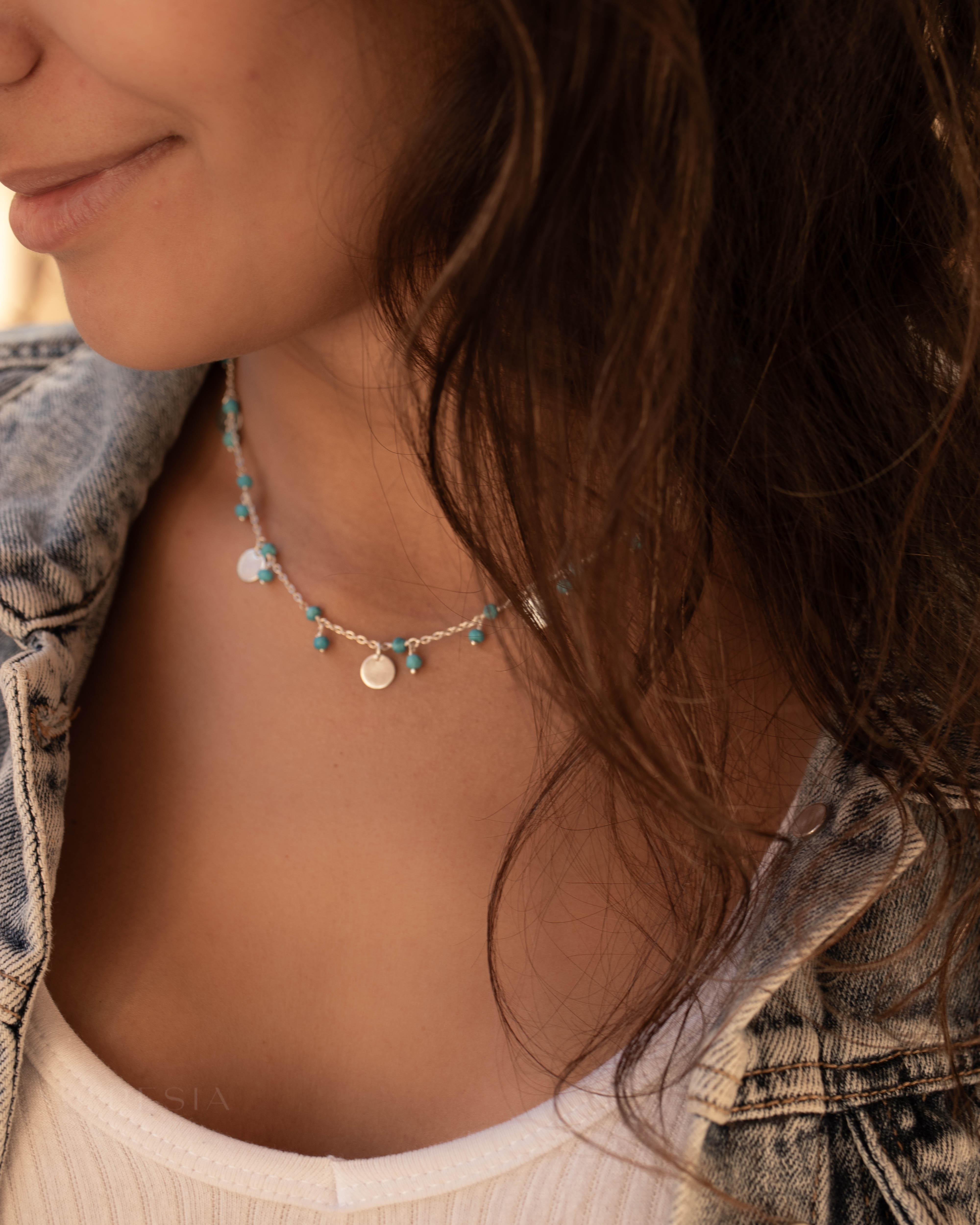 Turquoise Necklace ~ Sterling Silver 925 ~ MN005A - Maresia Jewelry