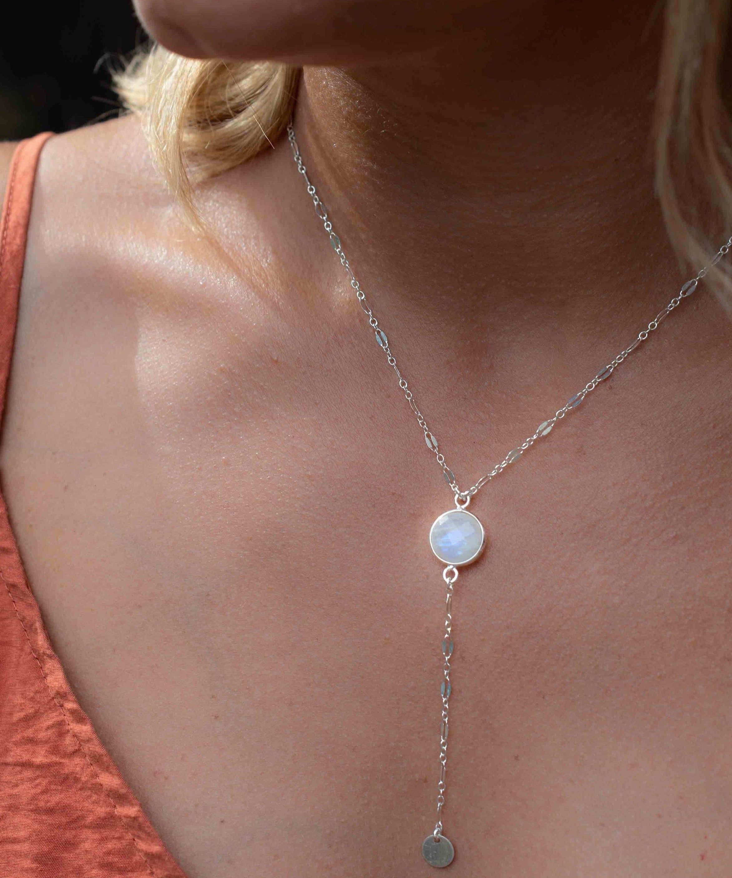 Labradorite or Moonstone Necklace ~ Sterling Silver 925 or Gold Filled ~ Y Necklace ~ Jewelry ~ Minimalist ~ Handmade~ Delicate MN013