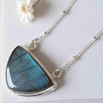 Labradorite half moon Necklace ~ Sterling Silver 925 ~Jewelry ~ Gift For Her ~ Minimalist~ Handmade~ Thin Chain~ Delicate ~Layered ~ MN090